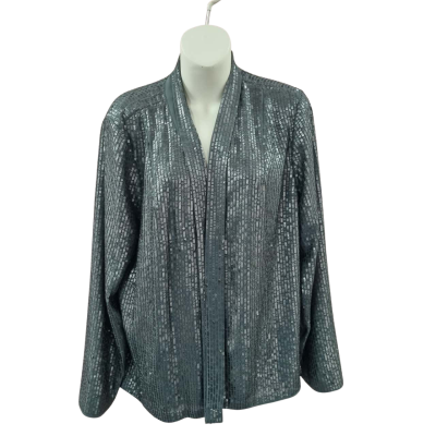 Sussan Womens  Size 14 / 16 / L / XL Blazer / Open Jacket Grey / Silver 