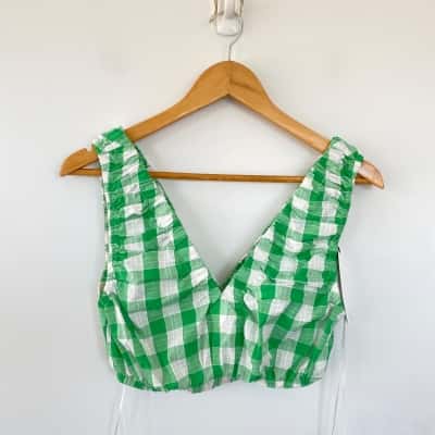Dazie Garden Check Tuscan Sun Crop Top  Size 8 