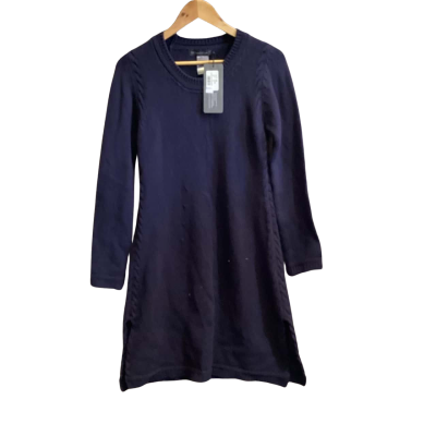  Womens  Size XS Irelands Eye Kenmare Jersey Cable Detail Dress Navy Blue 