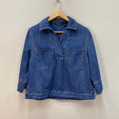 Country Road Womens  Size 4  Blue Denim Top