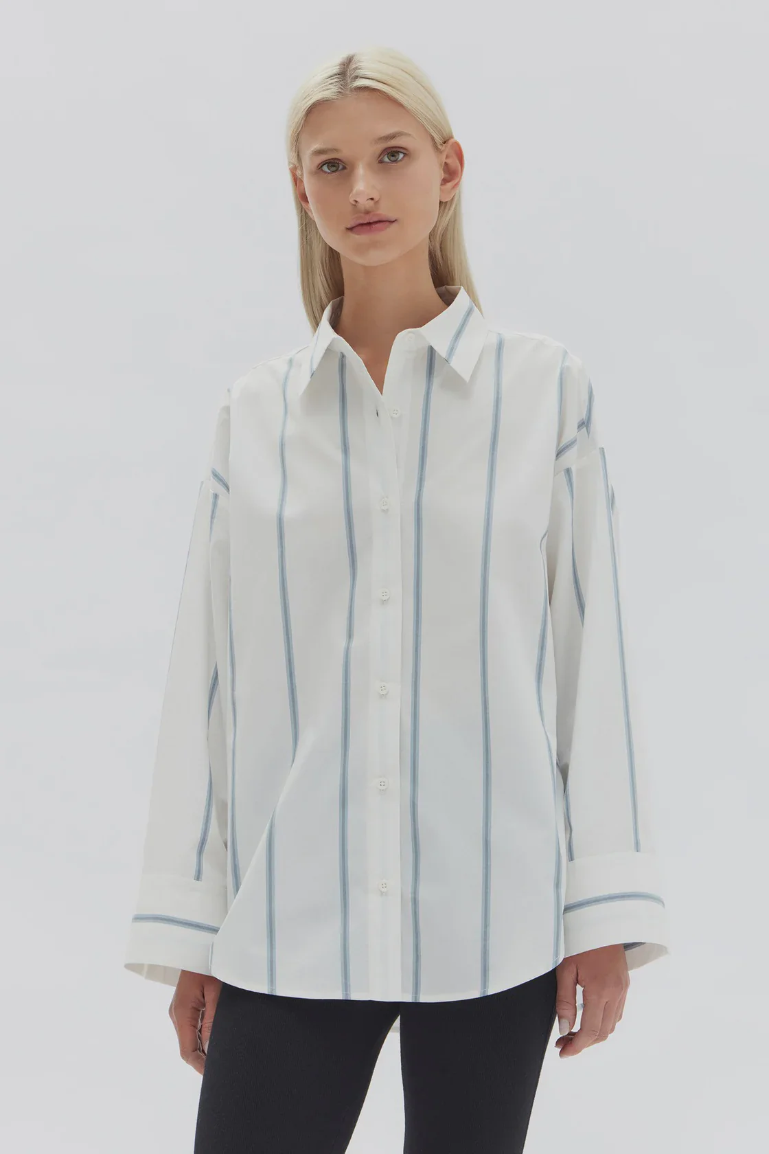 Assembly Label Signature Poplin Shirt - Chamomile/White Stripe