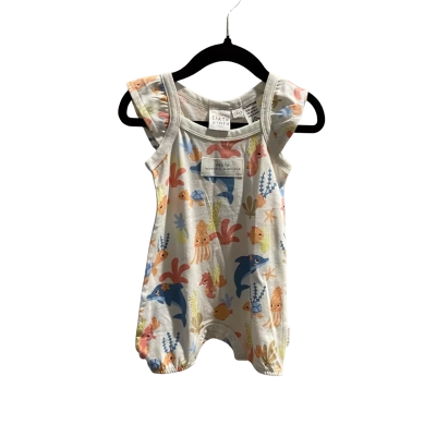 BNWT Earth Nymph Kids  Size 000 Playsuit Blue / Coral / Cream / Sea creatures pattern “Perth Western Australia”