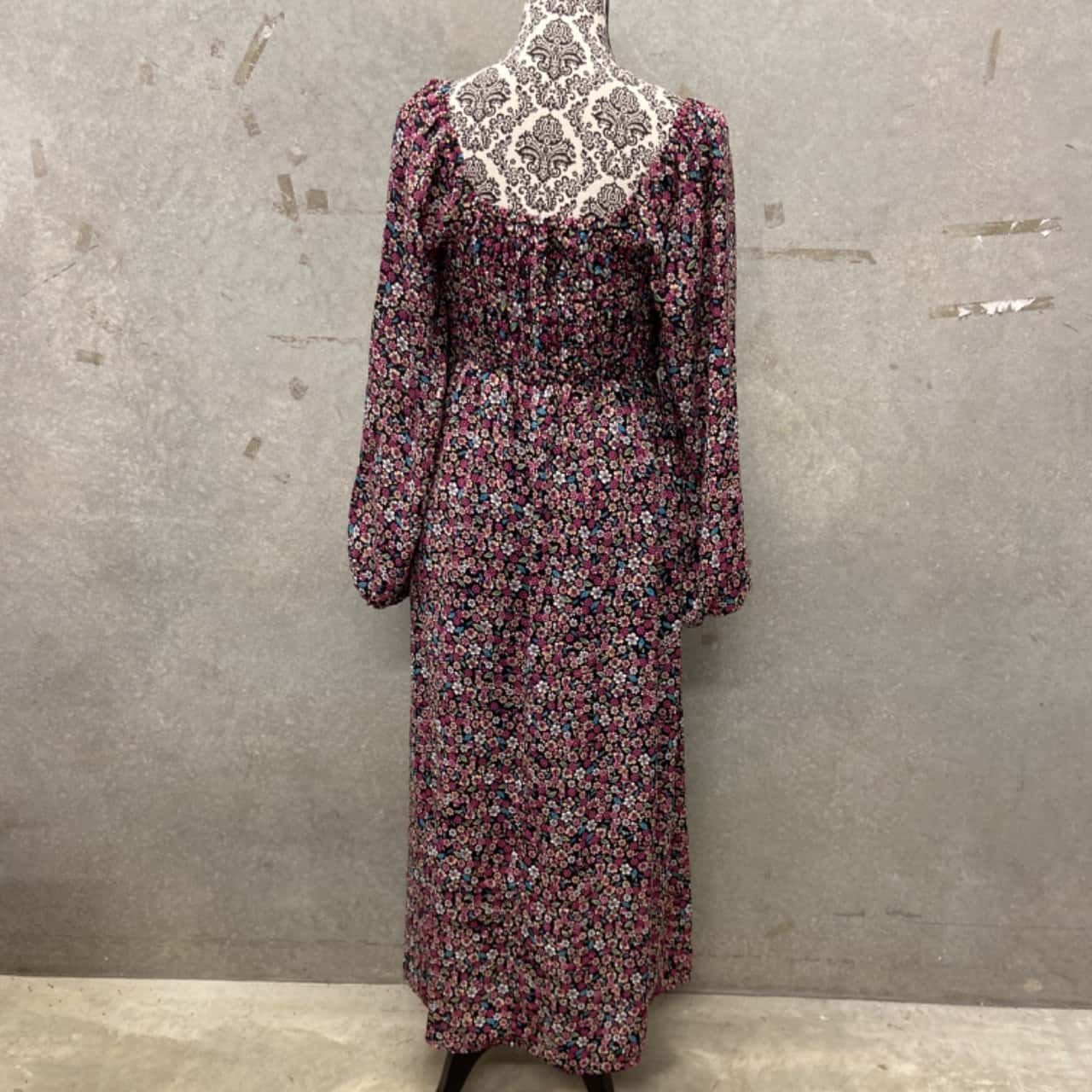 Sportsgirl Womens Size 12 Floral Dress / Long Sleeve / Maxi Dress Black