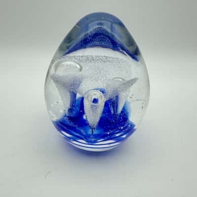 Abacus Imports Blue Bubbly Art Glass Paperweight