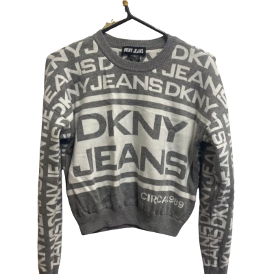 DKNY Jeans Womens  Size S Cropped Jumper Grey / White 
