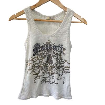  Loona Paris Size 8 Singlet Top Silver 