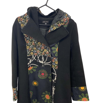 Caroline Morgan Womens  Size 12 Hooded Jacket Black  / Floral 