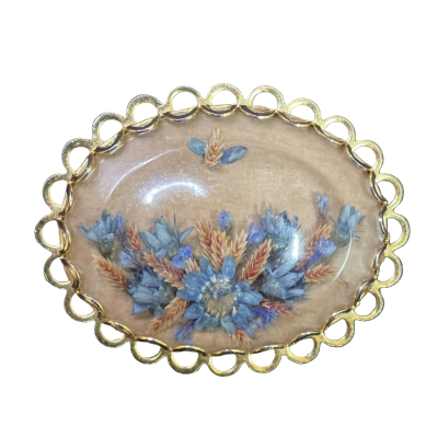 Womens Brooch Blue/Gold Tone/Pink