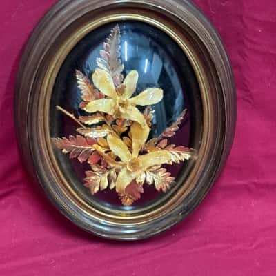  Vintage Hawiian 24K Gold Plated Flower & Leaf Orchid Wall Hanging
