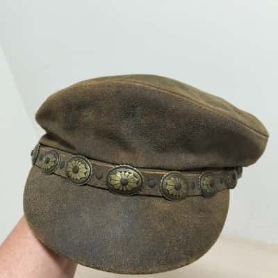 Free People Unisex  Size M Brown Leather Cap VGUC