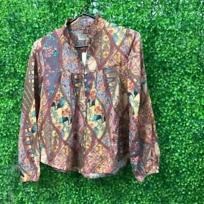 Tigerlily   Size 6 Long Sleeve Top Multicoloured shirt