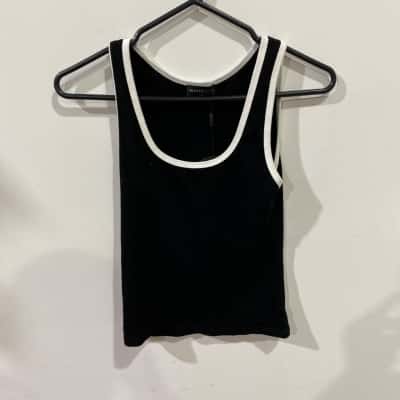 White Fox Let Me Adore You Tank Top Womens  Size M Black  / White 