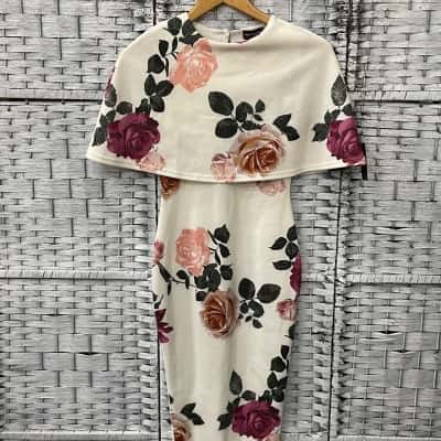 Pretty Little Thing Womens  Size 6 Midi Dress Floral / Off White 