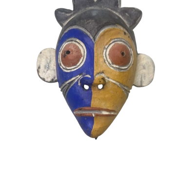 Small Clay African Tribal Mask On Stand