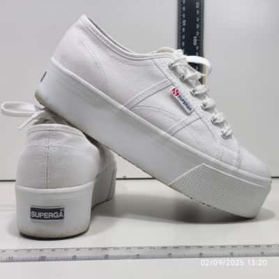 Womens Superga Size 40 White Near New Platform Sneakers 