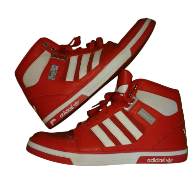 Adidas Red White Leather Sneakers Size US: 12 Three Stripe Shoes