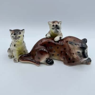 Adorable Leopard Family Ceramic figures