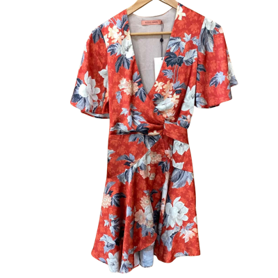Rodeo Show Orange Floral Wrap Dress Size 6