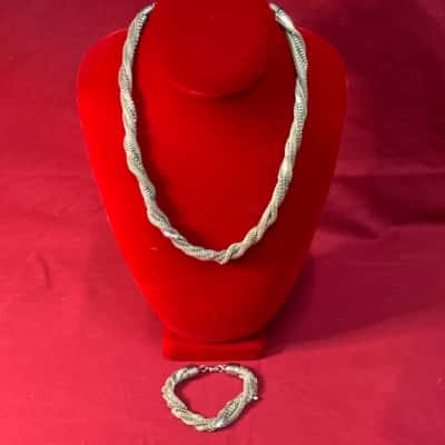  Women's Twisted Mesh Chain Bracelet / Necklace Set