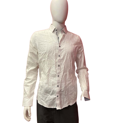 Politix Mens  Size L White with Tiny Blue/Gold Star Pattern Shirt