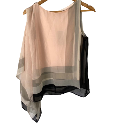 Liz Jordan / Noni B Womens Size S Holly Top With Assymetric Drape Black  / Pink  