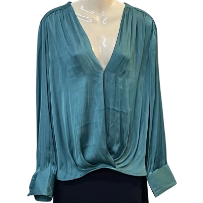 Ebby And I Womens  Size 14 Long Sleeve Top / V-Neck Top Turquoise 