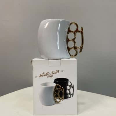 The Knuckle Duster Mug - White/Gold 300mL