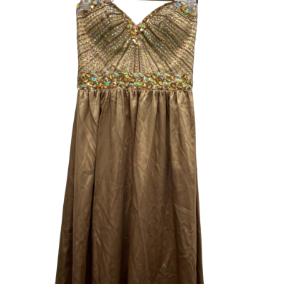  Sherri Hill Womens  Size 8 Maxi/ Strapless Dress Nude RRP $385.00 