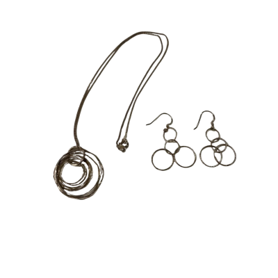 Magnolia Circles Pendant + Earrings Set 6.3g