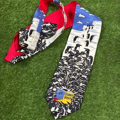 Ian Heath “Sunny Hols Penguins” Silk Tie 