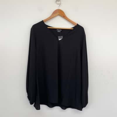 City Chic Black Long Sleeve Pippa Top  Size M 