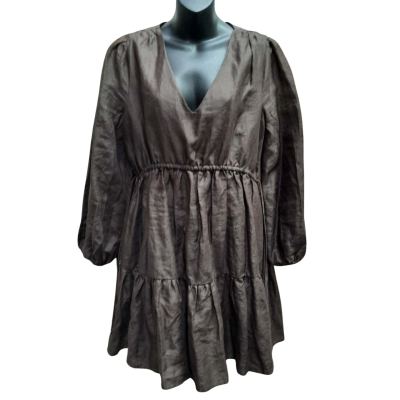 COUNTRY ROAD Size 10 Long Sleeve Tiered Smock Dress with Drawstring Waist 