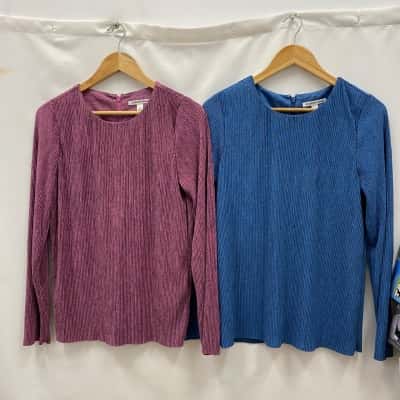 Country Road Women's Retro Style Tops 2 Pieces Size Blue M / Pink S Long Sleeve Top  