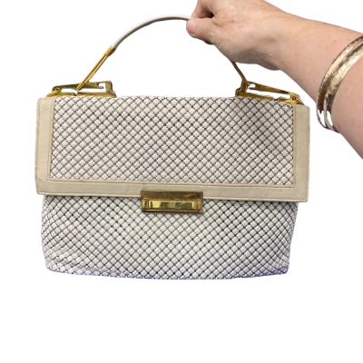  Womens vintage Park Lane mesh 30x22cm Handbag Cream 