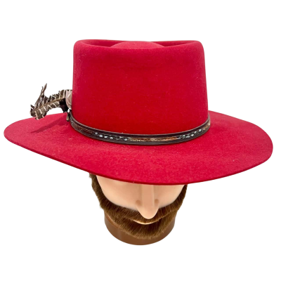 Akubra Red GYMKHANA Pure Fur Felt Hat Size 56