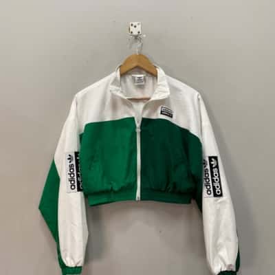 Adidas Womens  Size 6 Track Jacket 2-Tone Green / White 