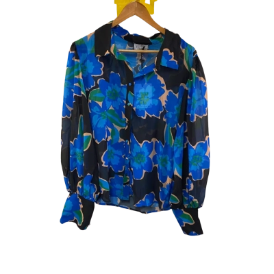 BNWT RUNAWAY Womens  Size XXL Blouse Blue / Floral 