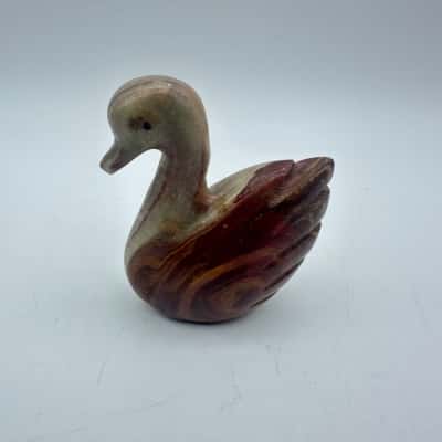 Small Hand Carved Onyx / Marble Stone Swan