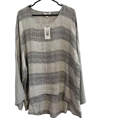 Boo Radley Womens  Size XXXL Long Sleeve Linen/Cotton Top Grey Tones 