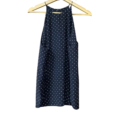 Zimmermann Womens Size 2 Navy Blue/White Polka Dot Silk Top