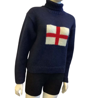 Hackett London Womens AUS Size 10 Wool  Turtleneck Jumper Navy Blue