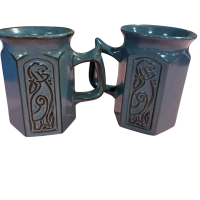 Tyn  Llan  Mugs x 2 Blue Celtric Design 