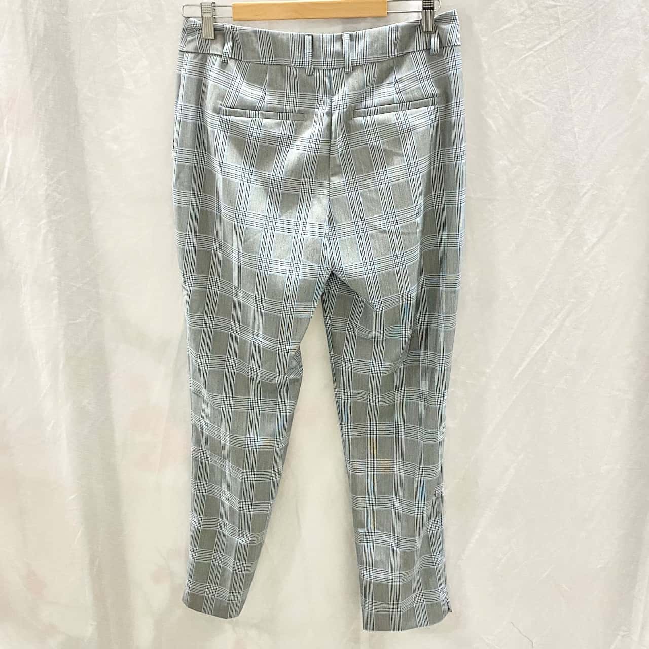 Silver Basque Basque Womens Size 8 Slim Fit / Straight Leg Checked / Silver Pants(s ...