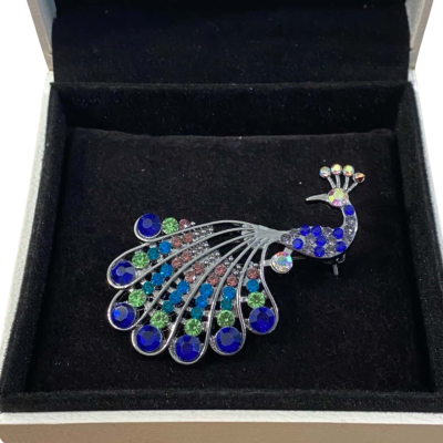  Womens Brooch Peacock Multicoloured 