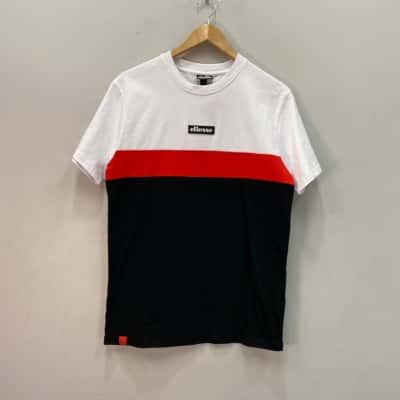 Ellesse Mens  Size S Short Sleeve T-shirt  Logo on front & back Black  / Red / White 