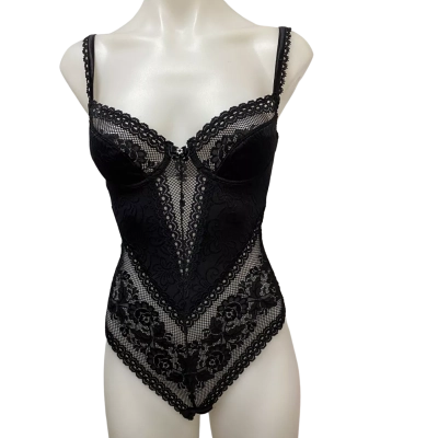 Simone Perele Womens  Size 34 Lace Bodysuit Black  