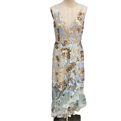Bronx & Banco  Size L Shoestring Strap Dress Blue / Brown 