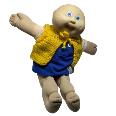 vintage Cabbage Patch Kids doll, specifically a bald boy with blue eyes 40 cm