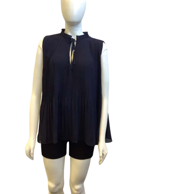 Brand New Sussan Womens  Size 18 Pleated Sleeveless Top Ink