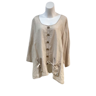 pingpong Womens Size 18 Linen Top Beige 